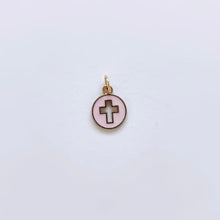 Load image into Gallery viewer, Pink Cutout Enamel Cross Charm
