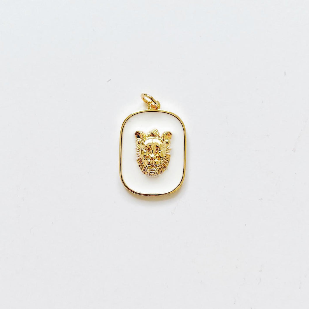 White Lion Enamel Charm