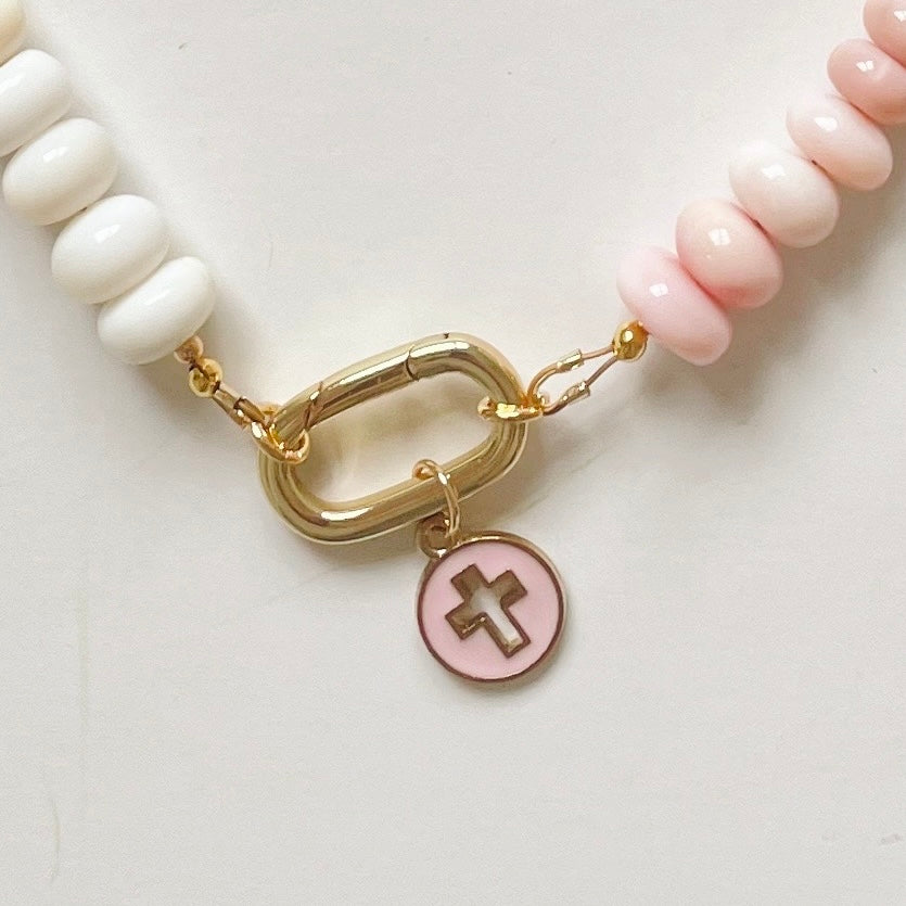 Pink Cutout Enamel Cross Charm