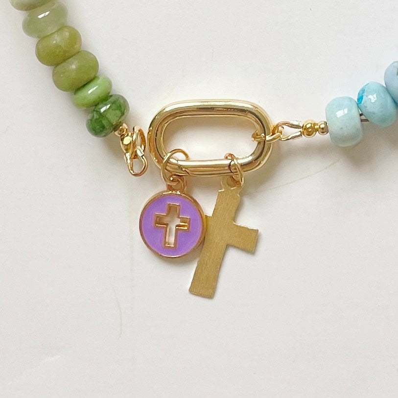 Purple Cutout Enamel Cross Charm